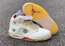 Load image into Gallery viewer, Jordan 5 Off-White Sail Red Silver