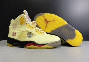 Air Jordan 5 Sail Fire Red Off-White