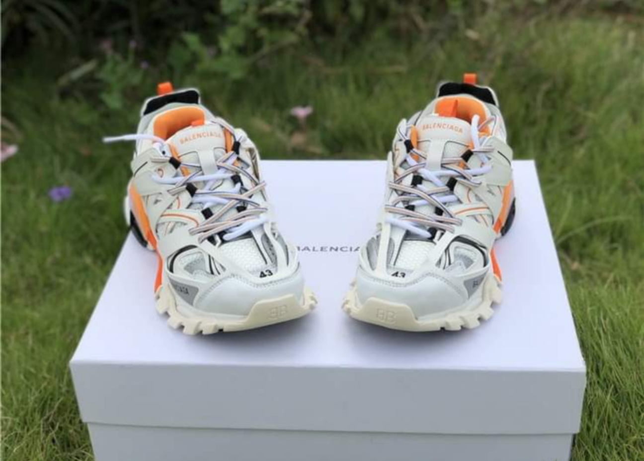 Balenciaga Track Trainers White Orange – Blezari Kicks